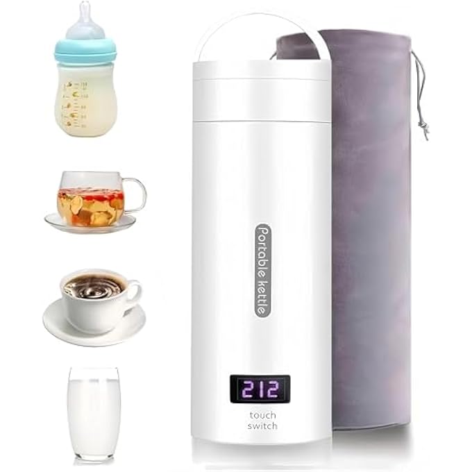 Khazna Travel Electric Kettle Small Portable Electric Kettle 500Ml Tea Kettle With 4 Variable Presets 304 Stainless Steel Travel Water Boiler Auto ShutOff  Boil Dry Protection Bpa Free White - Image 1