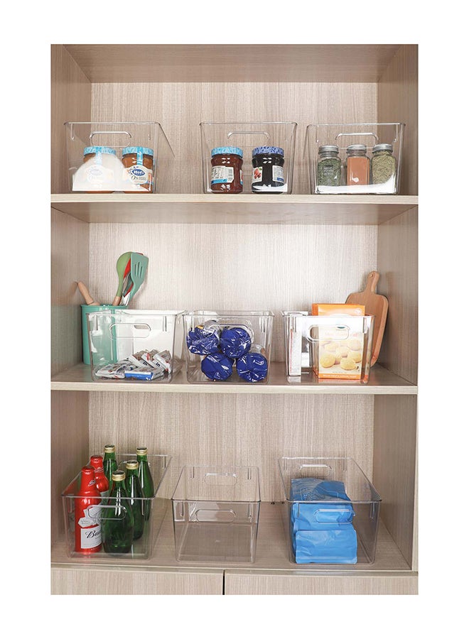 Noon East 4 Pieces Clear Square Storage Bins With Handles – Bpa-Free, Heavy-Duty 10Kg Capacity, Multi-Purpose Organizer For Pantry, Closet, Laundry Room, Kitchen, Bathroom,Under Sink Organization 21.8 X 19 X 15.3Cm - Image 4