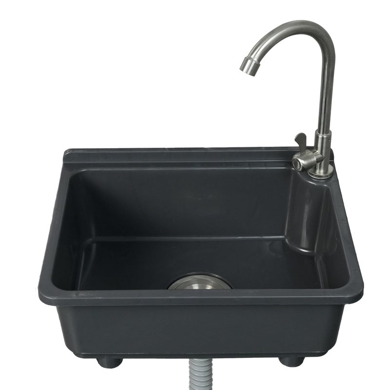 shawoo kitchen Single Bowl Utility Sink, Kitchen Wall-Mounted Sink 16.9 x 12.8 Inch With 1.26 inch faucet hole, Plastic rv sink for Home, Restaurant, Dorm, Garage, Bathroom,Laundry (grey, 16.9 * 12.8 * 7.1) - Image 1