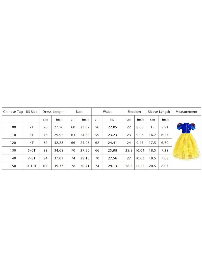 NIBEMINENT Snow White dress for girls, children's performance costume, baby's birthday puffy dress, autumn and winter Halloween costume  - Image 2