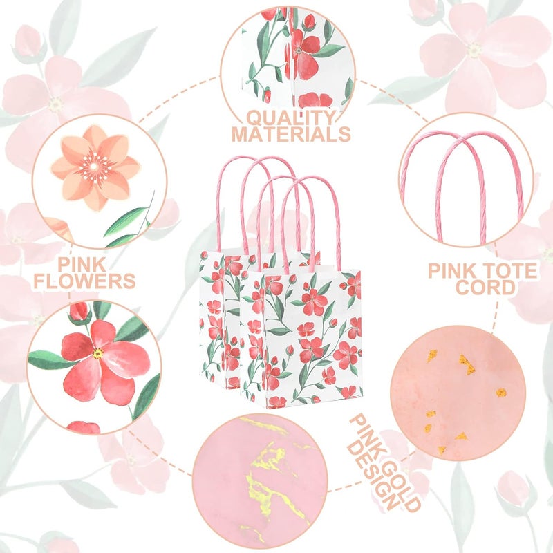 Teling حقائب هدايا زهور صغيرة مزينة بـ 24 قطعة مع مقبض - شكراً لك - يوم الأم - حقائب زهور صغيرة - هدايا حفلات بالجملة للنساء والمعلمات - Image 3