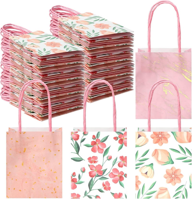 Teling حقائب هدايا زهور صغيرة مزينة بـ 24 قطعة مع مقبض - شكراً لك - يوم الأم - حقائب زهور صغيرة - هدايا حفلات بالجملة للنساء والمعلمات - Image 1