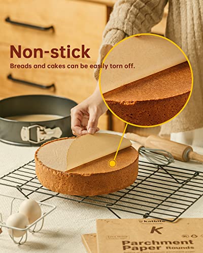 Katbite 200Pcs 4 Inch Parchment Paper Rounds, Unbleached & Non-stick, Precut Parchment Circles for Cheesecake Spring Pans, Storage/Freezing Hamburger Patties, Baking Pizzas - Image 3