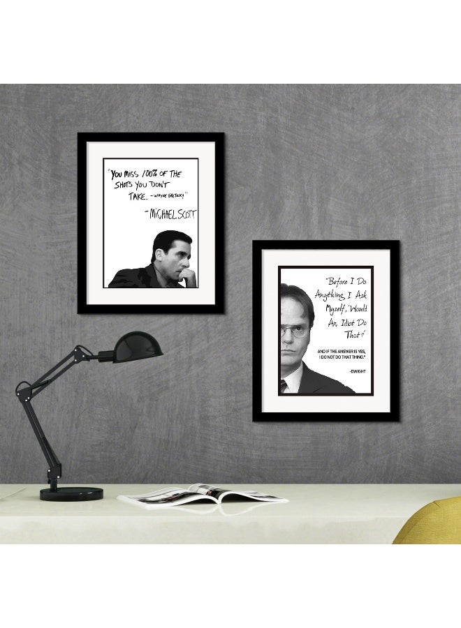 Home Trove Homazing The Office Michael Scott + Dwight Schrute Motivational Quote Frame Wall Art Decor 8X10 The Office Gift - You Miss 100% Of The Shots You Dont Take - The Office Merchandise  - Image 2