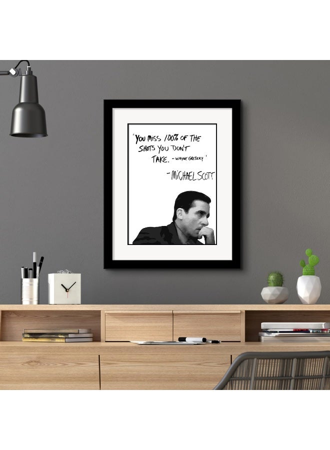 Home Trove Homazing The Office Michael Scott + Dwight Schrute Motivational Quote Frame Wall Art Decor 8X10 The Office Gift - You Miss 100% Of The Shots You Dont Take - The Office Merchandise  - Image 3