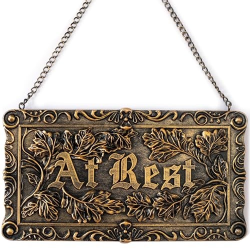 IRISVITA Gothic Decor, At Rest Sign, Dark Academia Decor, Goth Wall Art Hanging for Bedroom, Kitchen, Office, Victorian Coffin Plaque Wall Decor - Image 1