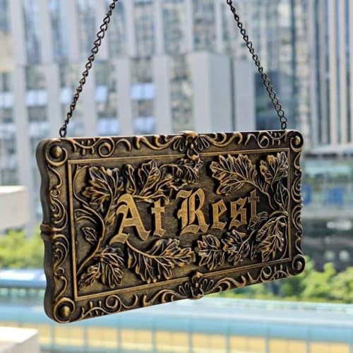 IRISVITA Gothic Decor, At Rest Sign, Dark Academia Decor, Goth Wall Art Hanging for Bedroom, Kitchen, Office, Victorian Coffin Plaque Wall Decor - Image 3