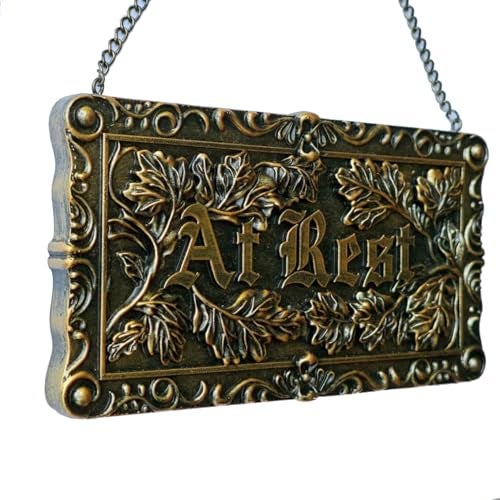 IRISVITA Gothic Decor, At Rest Sign, Dark Academia Decor, Goth Wall Art Hanging for Bedroom, Kitchen, Office, Victorian Coffin Plaque Wall Decor - Image 2
