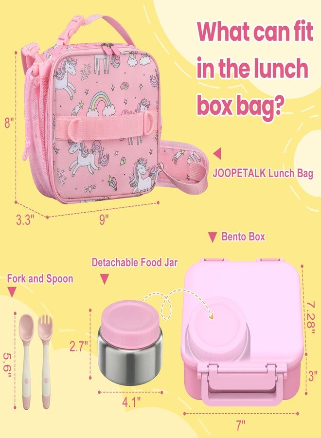 JOOPETALK Bento Lunch Box Set for Kids with 9oz Soup Thermo, Insulated Lunch Bag,Leak-proof BPA-free Lunch Food Container with 3-4 Conpartments for School Travel-Pink - Image 4