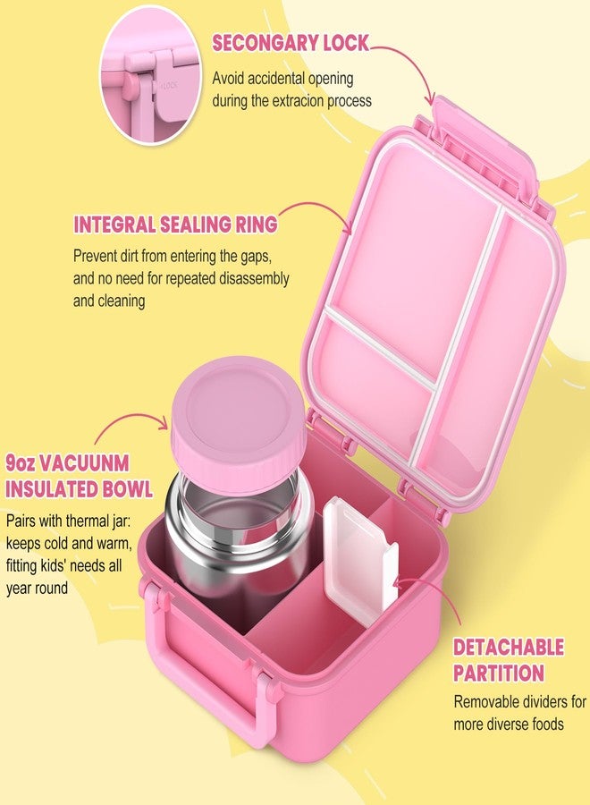 JOOPETALK Bento Lunch Box Set for Kids with 9oz Soup Thermo, Insulated Lunch Bag,Leak-proof BPA-free Lunch Food Container with 3-4 Conpartments for School Travel-Pink - Image 2