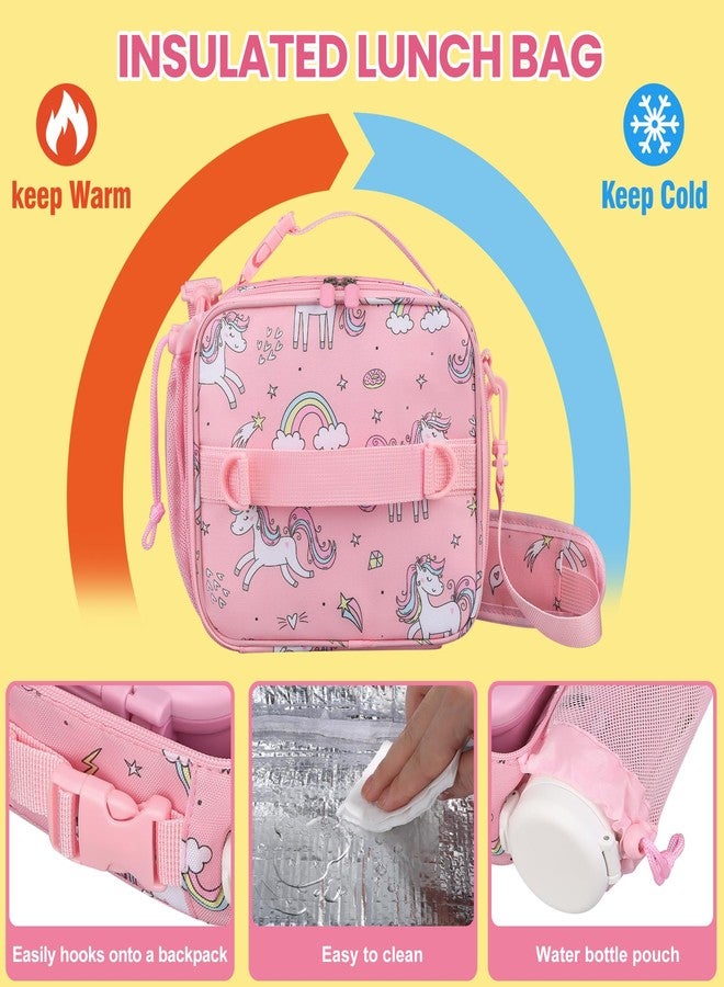 JOOPETALK Bento Lunch Box Set for Kids with 9oz Soup Thermo, Insulated Lunch Bag,Leak-proof BPA-free Lunch Food Container with 3-4 Conpartments for School Travel-Pink - Image 3