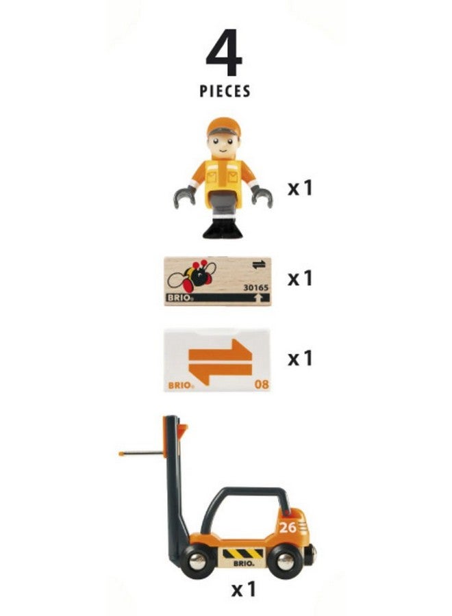 Brio لعبة قطار خشبي 4 قطع من وورلد 33573 مع رافعة للأطفال من عمر 3 سنوات وما فوق - Image 4