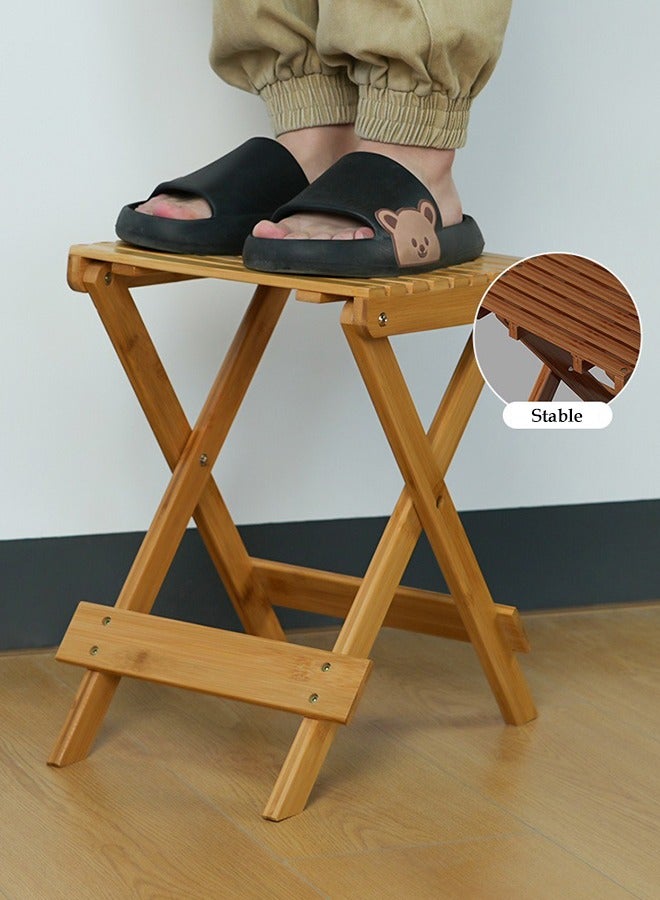 Solerconm Foldable Chair Step Stool – Compact Folding Camping Stool for Indoor & Outdoor Use, Lightweight and Portable, Wood Grain Color, 28×28×40cm  - Image 4