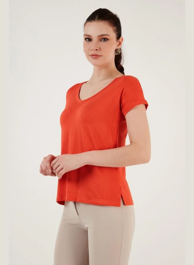 Lela Lela V-Neck Relaxed Cut Slit Blouse Women's BLOUSE 5862000