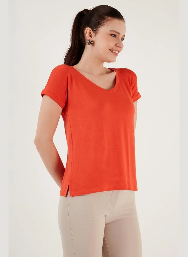 Lela Lela V-Neck Relaxed Cut Slit Blouse Women's BLOUSE 5862000