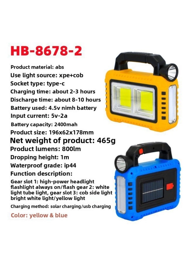 Solar Rechargeable Led Outdoor Lighting Household Flood Light Camping Light Steam Maintenance Work Light Emergency Light 