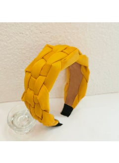 New Year Cross-border Style Solid Color Hairband Womens Wide Edge Knitted Headpiece Autumn/winter Seasonal Hair Accessory R306 Mango Yellow Woven Wide-brim Hair Hoop