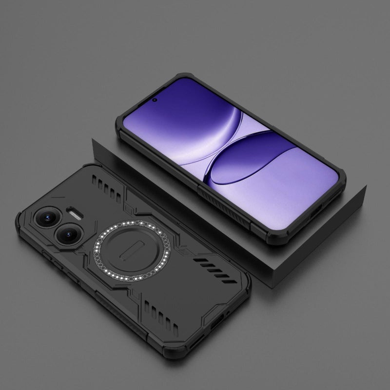 erorex For Redmi Turbo 4 Pro 5G  Armor MagSafe Magnetic Ring Shockproof Phone Case(Black) - Image 2