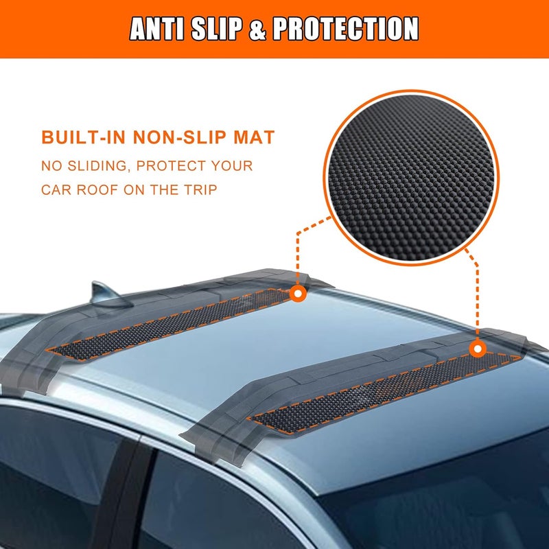 MeeFar Universal Car Soft Roof Rack Pads Luggage Carrier System for Kayak Surfboard SUP Canoe Include 2 Heavy Duty Tie Down Straps, 4 Tie Down Rope, 4 Quick Loop Strap and Storage Bag - Image 5