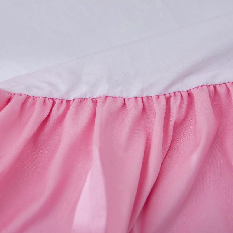 JSD Pink Crib Bed Skirt 14 in Deep Drop Dust Ruffle Double Layer Microfiber Nursery Bedding Skirt for Baby Girls - Image 5