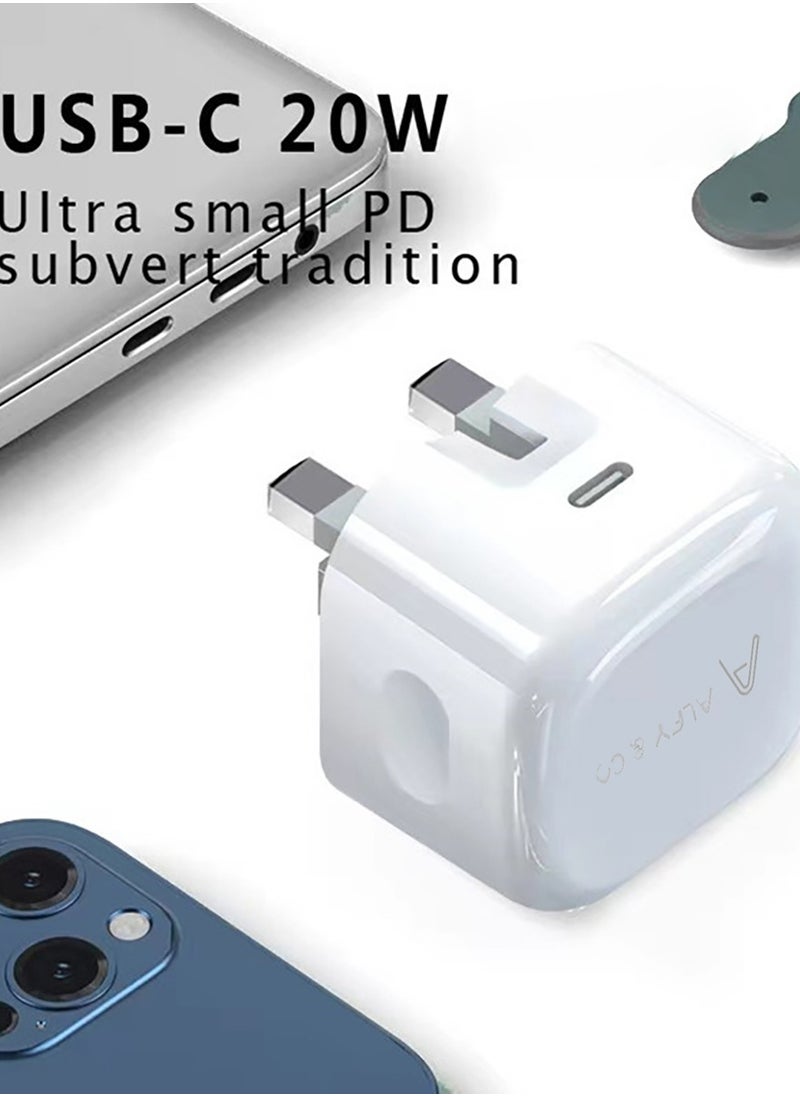 ALFY & CO - iPhone Charger Type C PD 20W Fast USB C Charger iPhone 15 Fast Charger Head Type-C Power Plug Universal Travel Adapter USB-C Plug for iPhone 15/15 Pro Max/15 Pro/15 Plus/14/13/12/11,etc White - Image 1