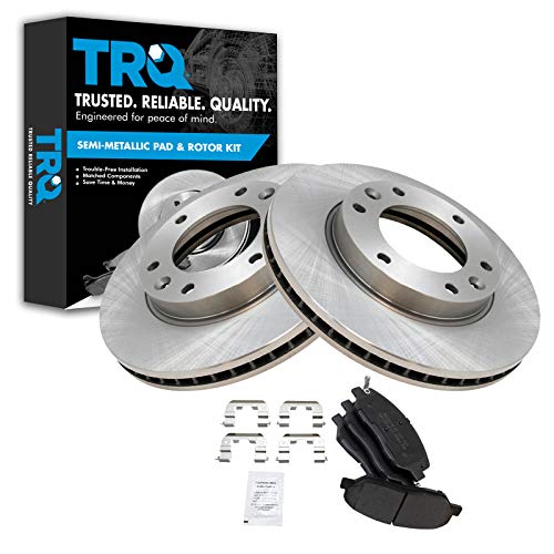 TRQ Front Brake Pad & Rotor Kit Brake Pads Brake Rotor Semi-Metallic Compatible with 2007-2008 Hyundai Entourage 2006-2014 Kia Sedona - Image 1
