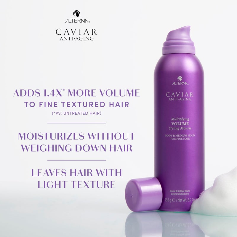 Alterna Haircare CAVIAR Anti-Aging Multiplying Volume Styling Mousse, 8.2 Fl Oz | For Fine, Thin Hair | Medium Hold | Create Instant Volume and Thickness | Sulfate Free - Image 4