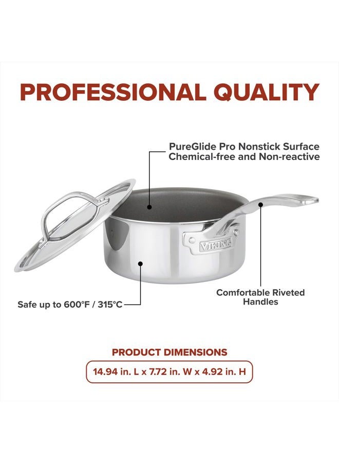 Viking PureGlide Pro 3-Ply Nonstick 2 Quart Sauce Pan with Lid, Titanium Interior, Oven and Broiler Safe, Induction Ready - Image 5