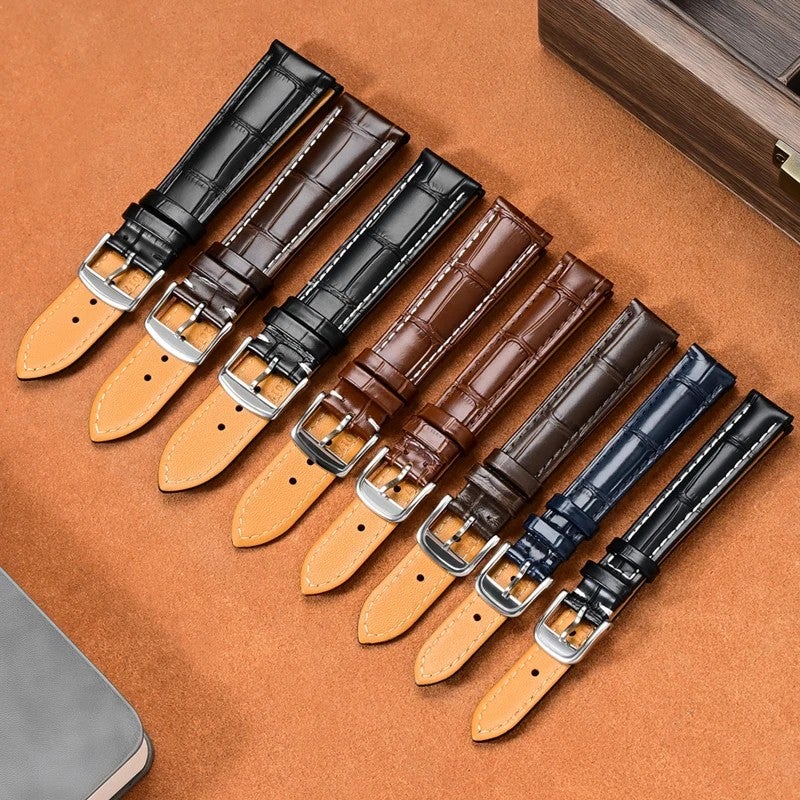 Bluejw Logo Surface Bamboo Pattern Leather Strap for Longines – Replace 14mm 15mm 20mm Full Grain Cowhide Watch Band - Image 2