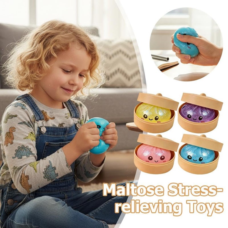 QITAI Yellow Glitter Dumpling Squishy Toy Stress Relief Sensory Squeeze Decompression Dough - Image 3