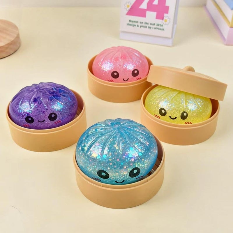 QITAI Yellow Glitter Dumpling Squishy Toy Stress Relief Sensory Squeeze Decompression Dough - Image 5