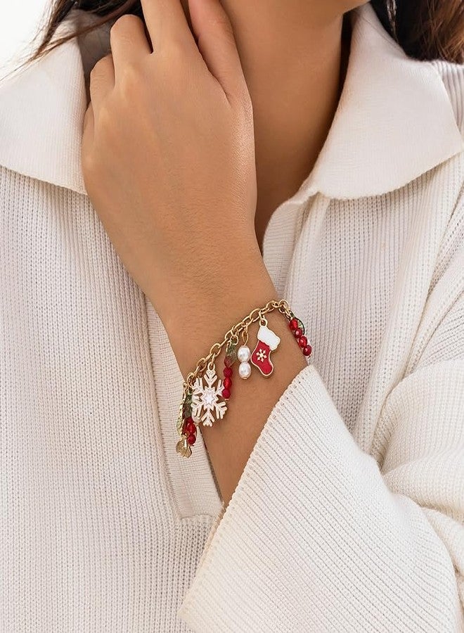 مجموعة أساور عيد الميلاد من بينغيونغ تشانغ للنساء، أساور من خرز طين البوليمر، هدايا للحفلات، ندفة ثلج، شجرة عيد الميلاد، أجراس، سحر معدني بوهيمي لعيد الميلاد، مجوهرات صداقة - Image 3