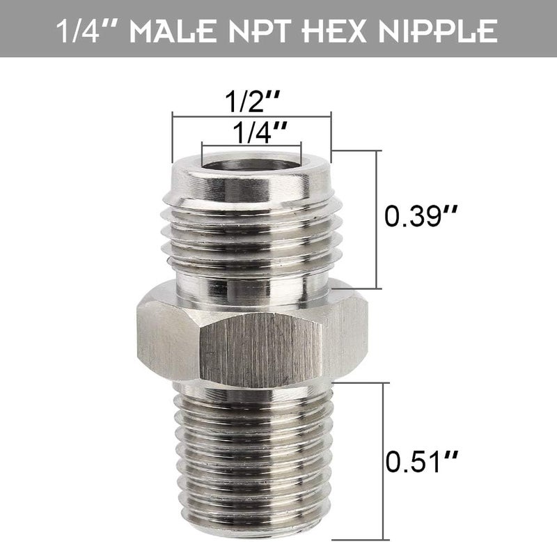 OneBom Ball Lock Post with Poppets, 1/4’’ Male NPT Hex Nipple, 19/32"-18 Gas/Liquid Corny Keg Adapter (Gas) - Image 2