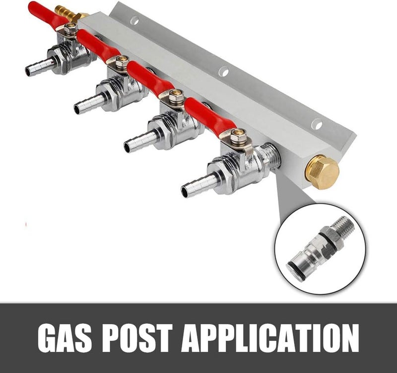 OneBom Ball Lock Post with Poppets, 1/4’’ Male NPT Hex Nipple, 19/32"-18 Gas/Liquid Corny Keg Adapter (Gas) - Image 4