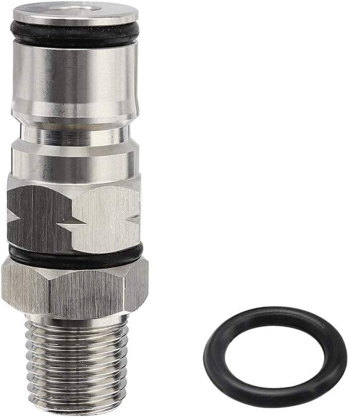 OneBom Ball Lock Post with Poppets, 1/4’’ Male NPT Hex Nipple, 19/32"-18 Gas/Liquid Corny Keg Adapter (Gas) - Image 1