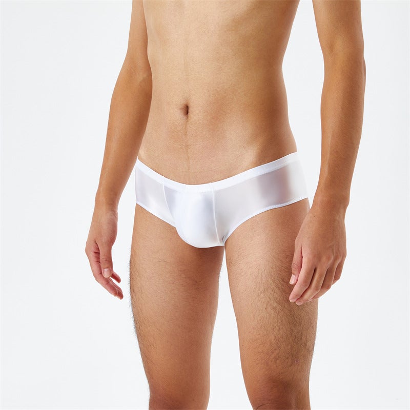 Thin Oil-Permeable Bright Gloss High Elastic Large Size Silk Smooth Ultra-Low Waist Men'S Boxer Underwear Lingerie 7072 - Image 4