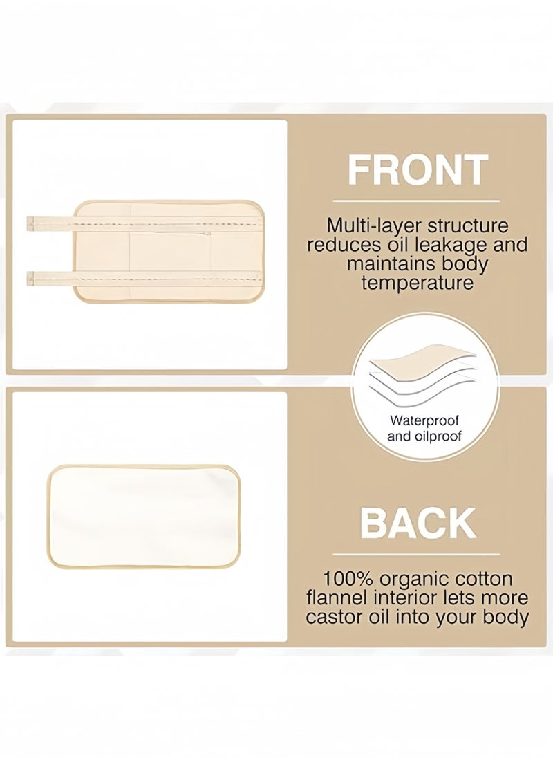DAREU Adjustable Reusable Castor Oil Pack Wrap for Liver Detox – Elastic Strap, Bamboo Cotton, Machine Washable, Anti-Oil Leak (White)  - Image 3