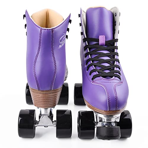 PAPAISON Roller Skates for Women and Girls, Deluxe 2 Layer Microfiber Leather Double Row-Classic Roller Skates for Men, Professional Outdoor Indoor Quad-Skates for Kids & Adults - Image 2