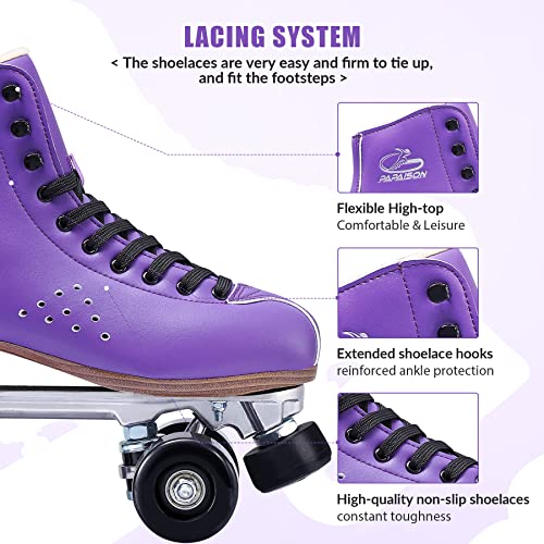 PAPAISON Roller Skates for Women and Girls, Deluxe 2 Layer Microfiber Leather Double Row-Classic Roller Skates for Men, Professional Outdoor Indoor Quad-Skates for Kids & Adults - Image 4
