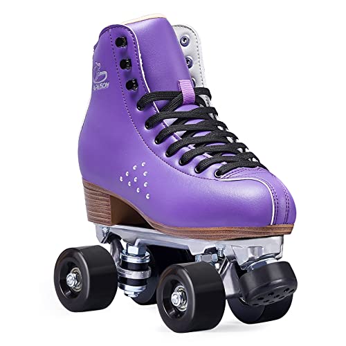PAPAISON Roller Skates for Women and Girls, Deluxe 2 Layer Microfiber Leather Double Row-Classic Roller Skates for Men, Professional Outdoor Indoor Quad-Skates for Kids & Adults - Image 1