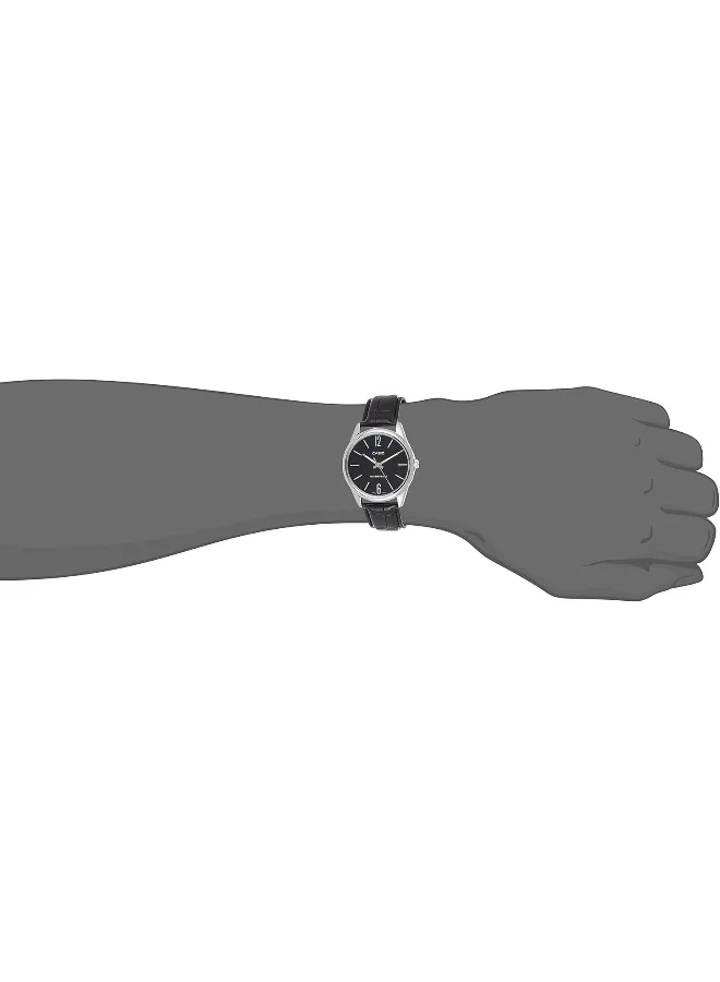 كاسيو Men's Analog Display Watch With Black Leather Strap - MTP-V005L-1B