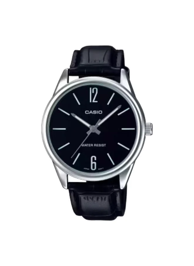 CASIO Men's Analog Display Watch With Black Leather Strap - MTP-V005L-1B