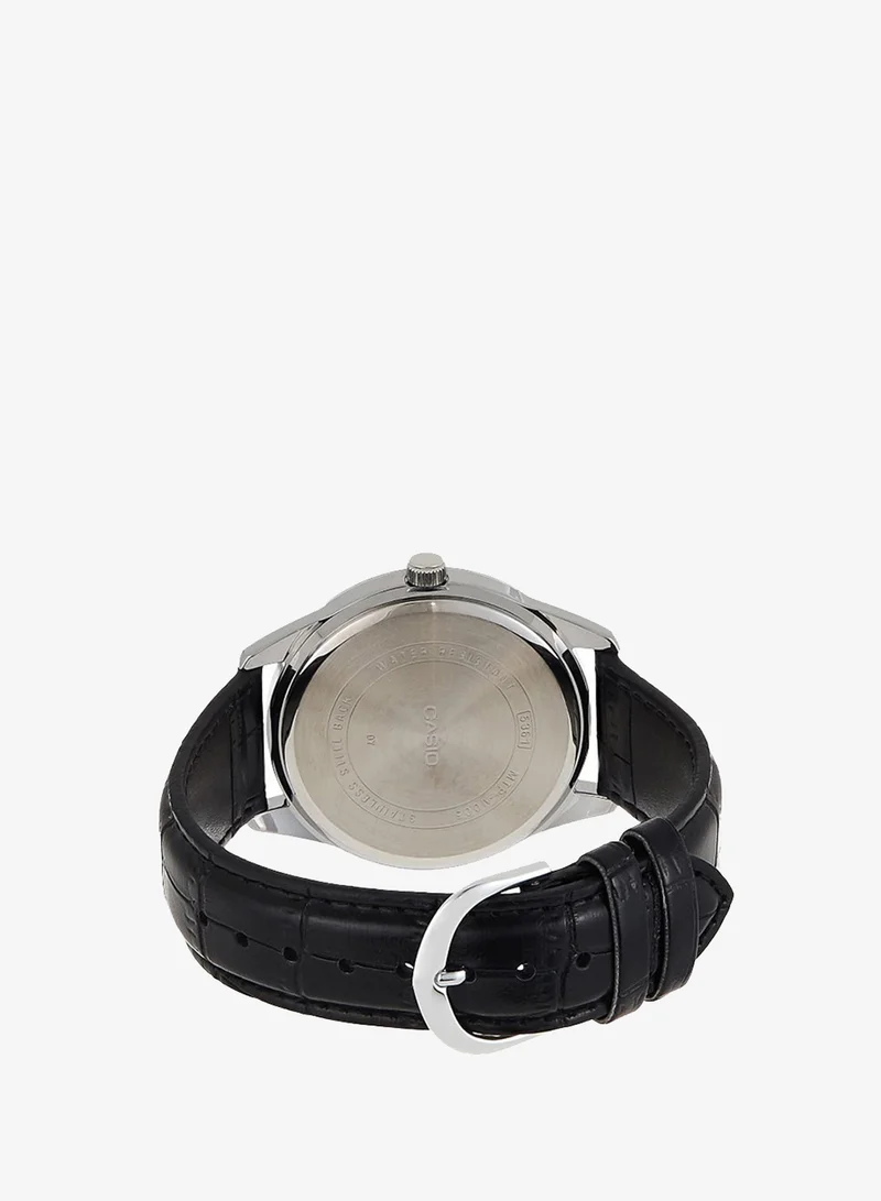 Casio Men's Analog Display Watch With Black Leather Strap - MTP-V005L-1B