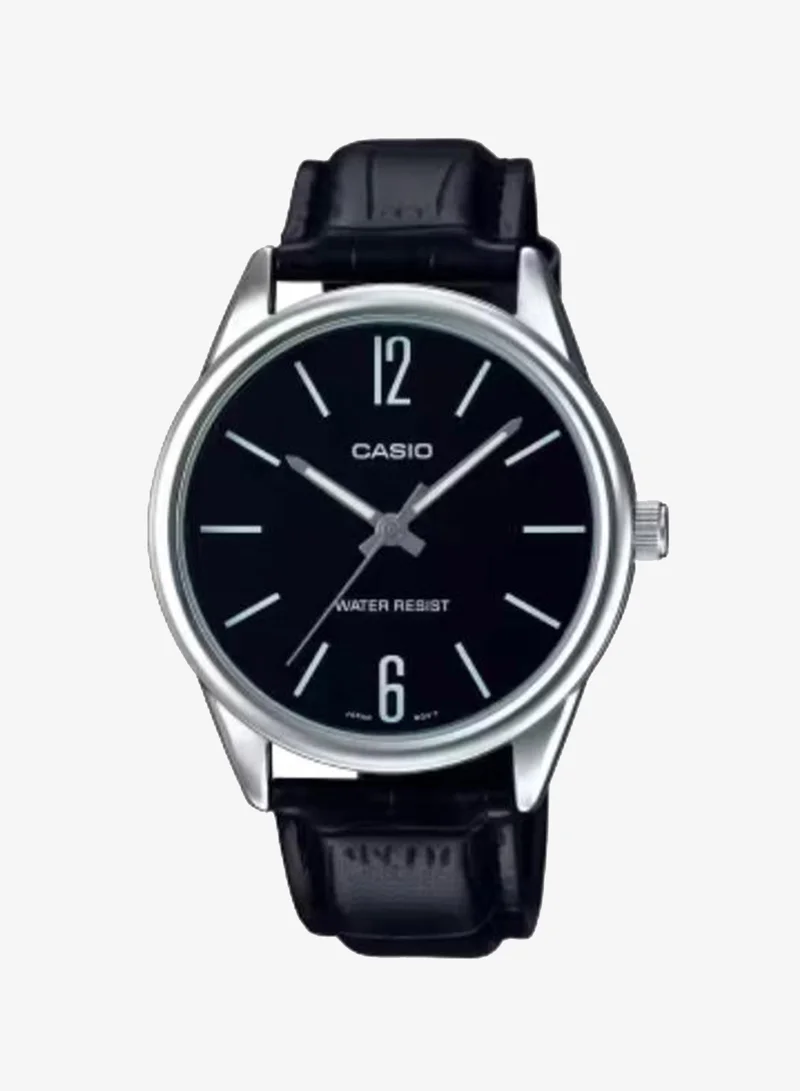 Casio Men's Analog Display Watch With Black Leather Strap - MTP-V005L-1B
