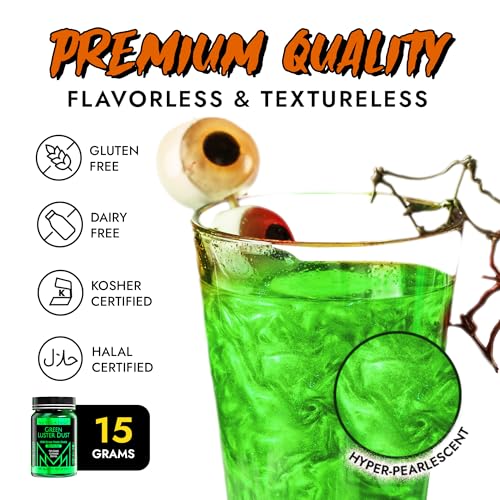 MONÉGASQUE Green Edible Glitter for Drinks 15g – Edible Glitter for Cakes & Cocktails – Luster Dust for Drinks & Cake Decorating – Cocktail Drink Shimmer – Green Food Coloring Christmas Sprinkles - Image 2