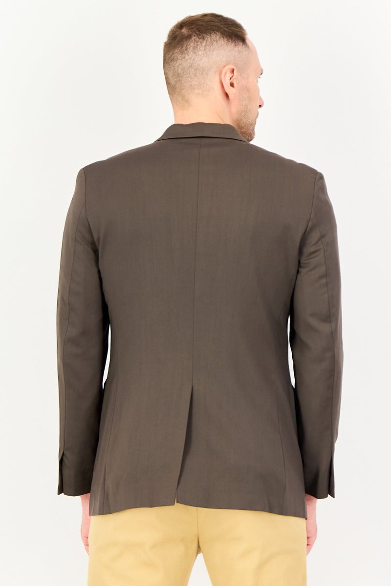 SELECTED Men Regular Fit Solid Formal Blazer, Brown - Image 2