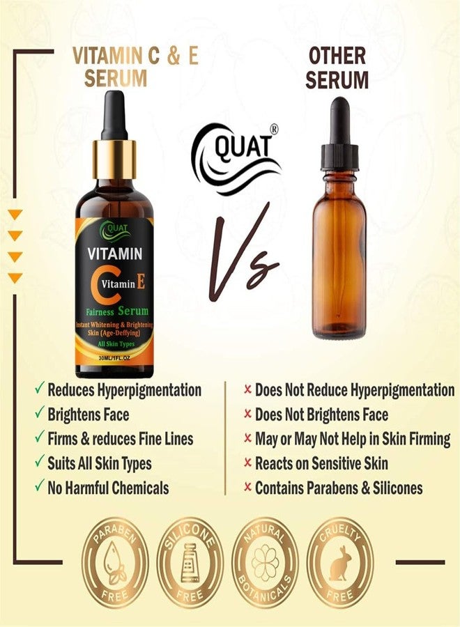 Quat Vitamin C And E Face Serum For Anti-Ageing - Daily Care - Anti-Tan - Blemish Removal - Cleans Skin Pores - Skin Brightening - Radiance & Glow - Spot Removal - Pigmentation Removal 30ml - Image 5
