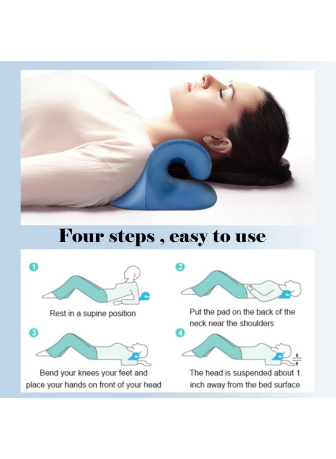 جهاز استرخاء الرقبة والكتف لتخفيف آلام مفصل الفك الصدغي، وجهاز شد عنقي لمحاذاة العمود الفقري، ووسادة تقويم العمود الفقري لتمديد الرقبة لتخفيف آلام الرقبة (أزرق) - Image 3