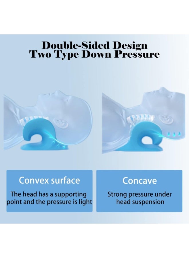 جهاز استرخاء الرقبة والكتف لتخفيف آلام مفصل الفك الصدغي، وجهاز شد عنقي لمحاذاة العمود الفقري، ووسادة تقويم العمود الفقري لتمديد الرقبة لتخفيف آلام الرقبة (أزرق) - Image 5