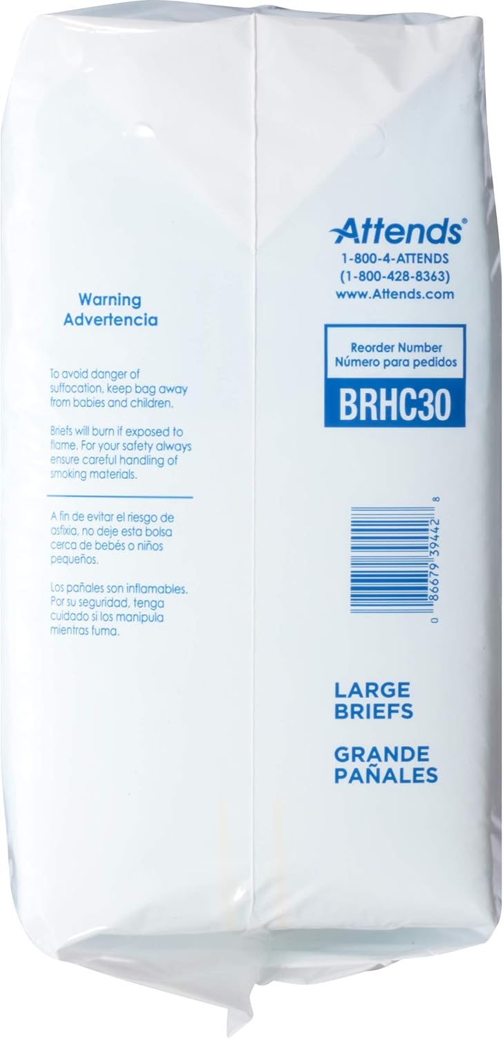 ATTENDS Incontinent Brief Homecare Tab Closure Large Disposable Moderate Absorbency BRHC30 Sold Per Case - Image 2